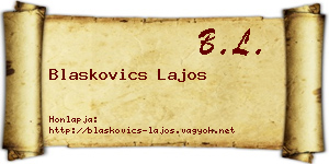 Blaskovics Lajos névjegykártya